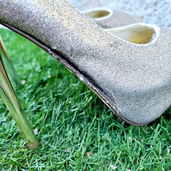 D brand women's gold sparkle open toed heels - Picture 8 of 16